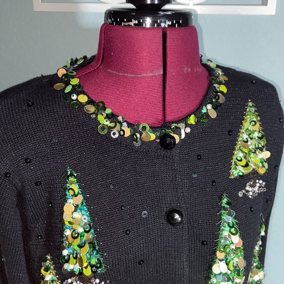 Vintage Design Options by Philip & Jane Gordon Christmas trees cardigan … - Picture 3 of 13